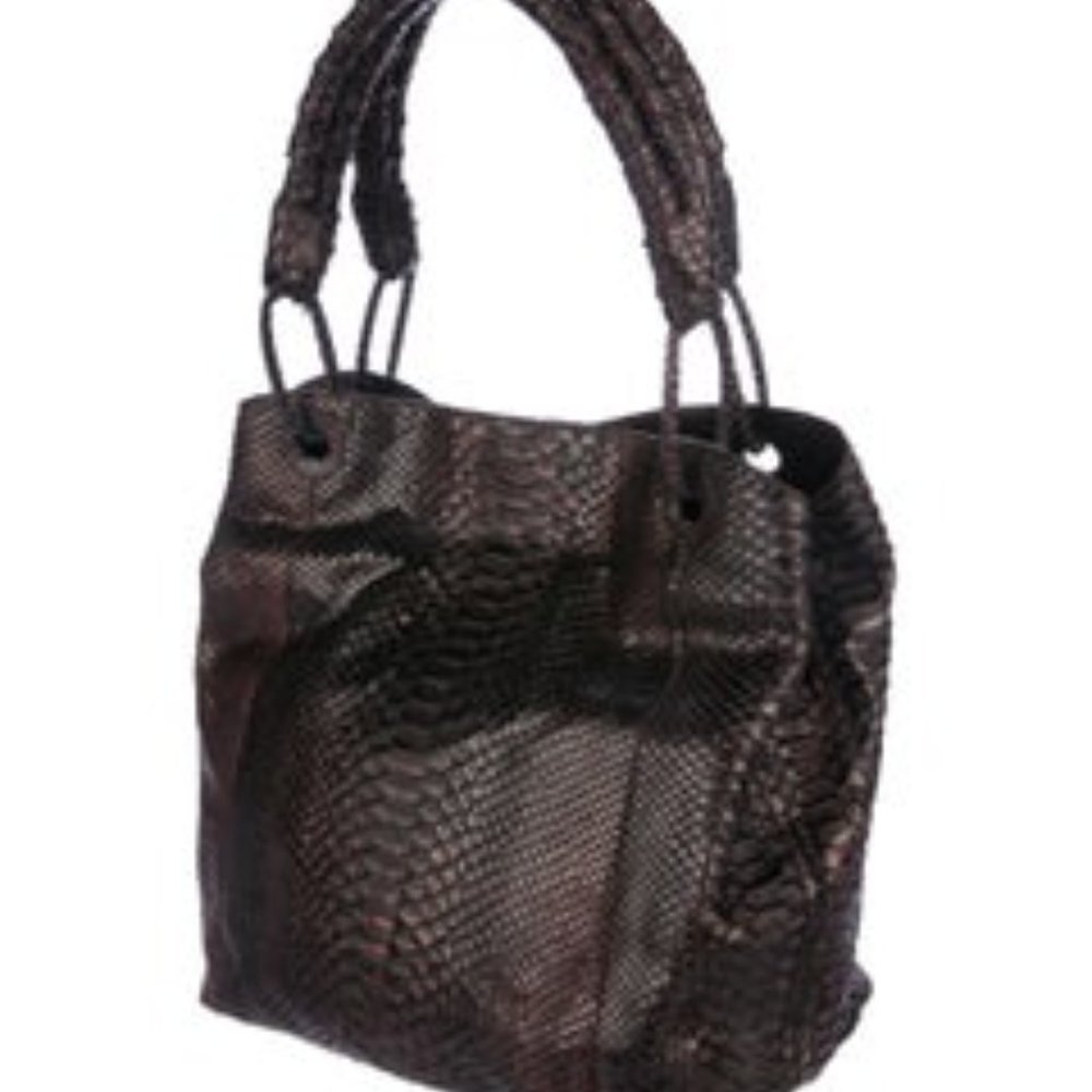 Nancy Gonzalez Python Shoulder Bag Burgundy Brown